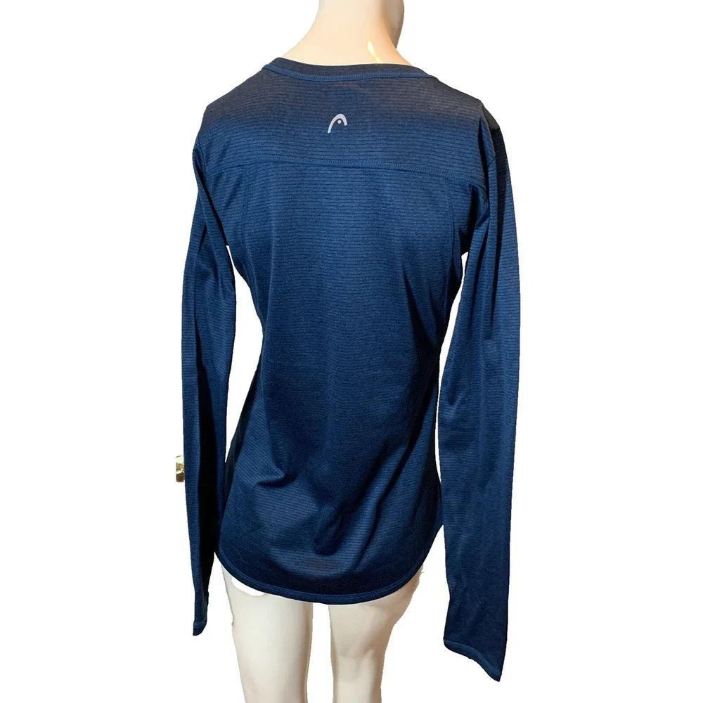 HEAD Active Wear Long Sleeve Blue Stripe Shirt Size S